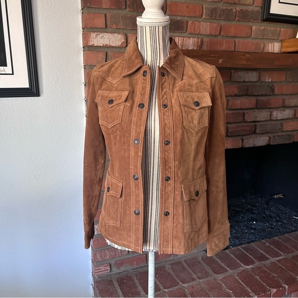 GAP Jackets & Blazers - VTG GAP Women’s Suede Button Down Jacket in Cognac Brown Sz XS